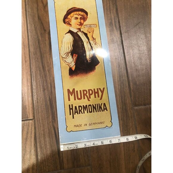 Vintage Metal Tin Advertising Sign Murphy Harmonika Germany Made In USA 1974 - Picture 3 of 4